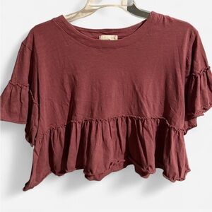 Altered State Mauve Ruffle Crop Top